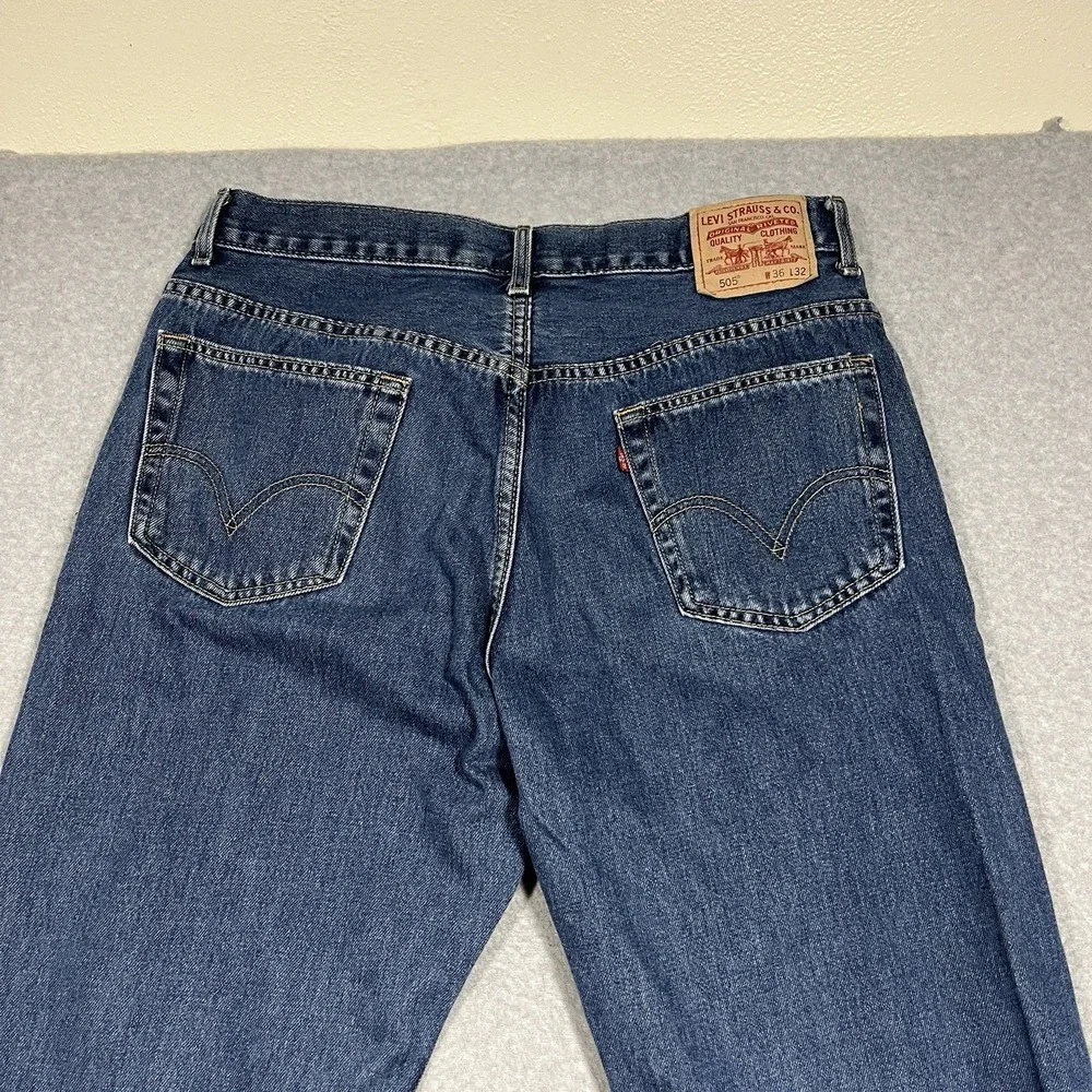 Vintage Levis Jeans Mens 36x32 (Fits 34x32) Blue 505 Straight Denim Cotton Y2K